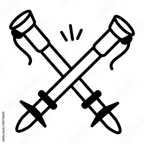 A drawing style icon of hiking sticks 