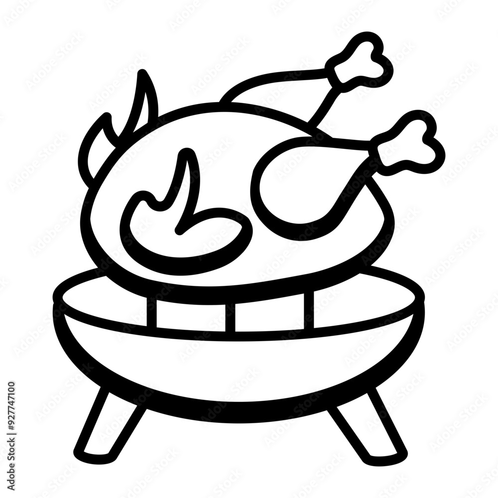 A doodle style icon of grilled chicken A doodle style icon of grilled chicken