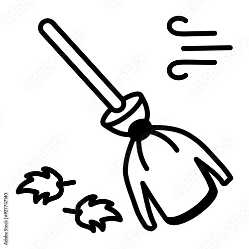 A sketchy style icon of broomstick 