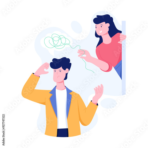 Character based flat illustration of mental support 