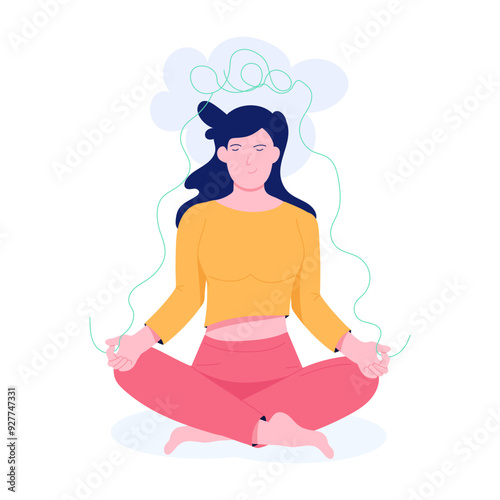 Meditation practice illustration designed in flat style 