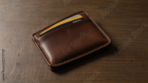 old leather wallet with money