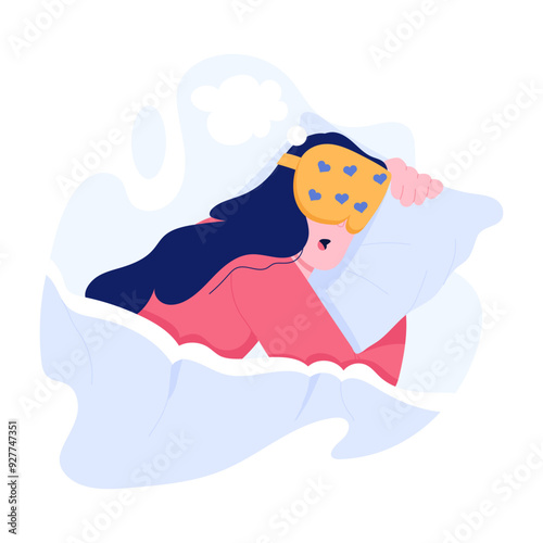 A flat character illustration of night dream 