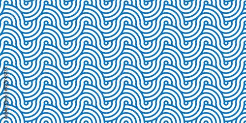 Abstract traditional geometric overlapping creative wave circle minimal lapping textile round vector texture. blue and white fabric element repeat swirl geometrical background.