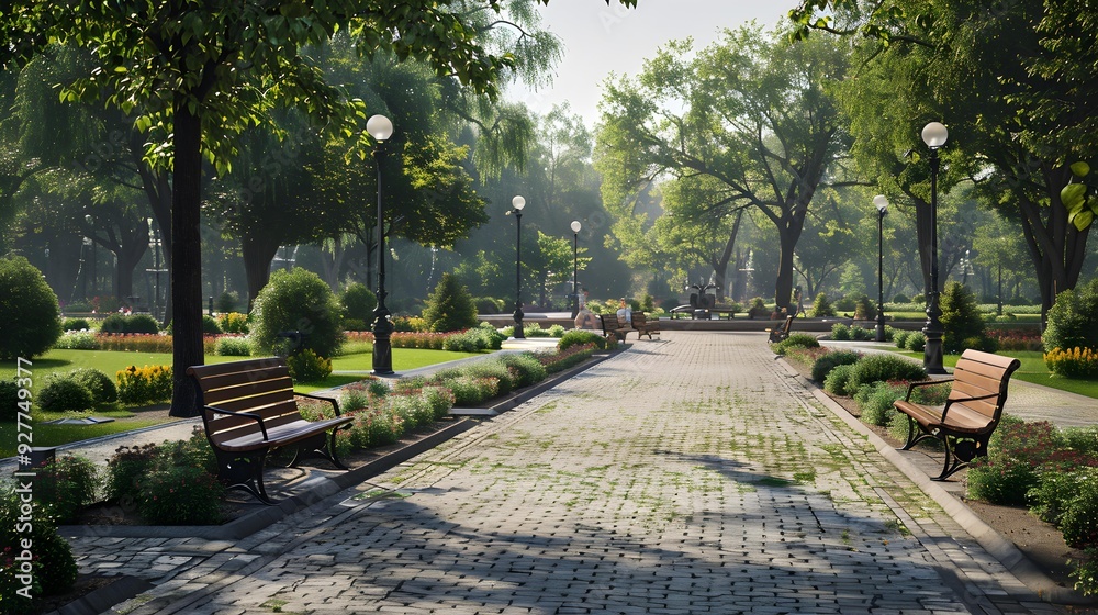Fototapeta premium Park a spacious place for walking
