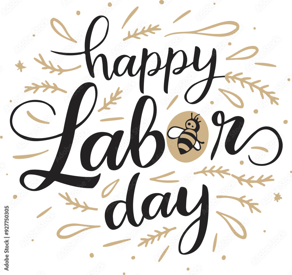 Happy Labor Day Typography Image Vactor Style Happy Labor Day Typography Image Vactor Style