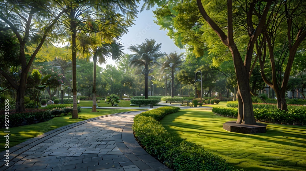 Fototapeta premium Parks serving as oases of nature offer residents