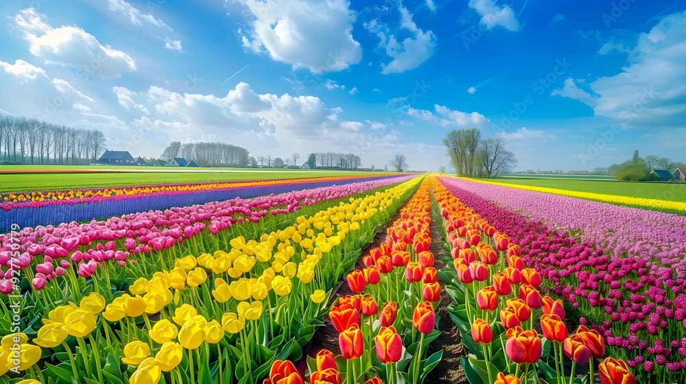 Landscape spring flowers stretch for many kilometers Landscape spring flowers stretch for many kilometers