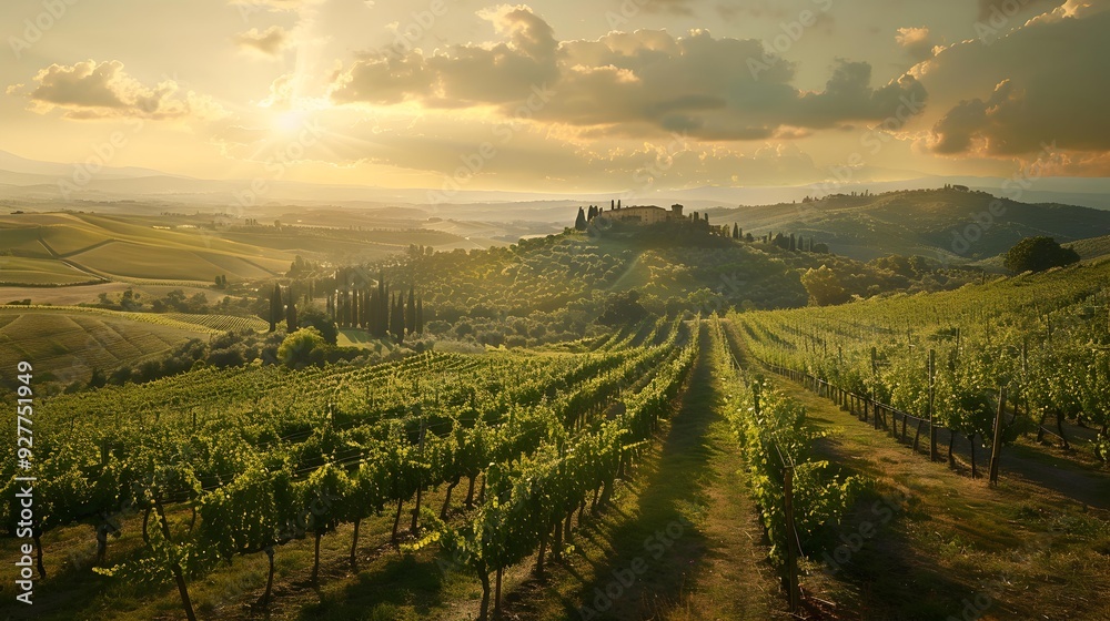 Fototapeta premium The landscapes of the tuscan vineyards delight