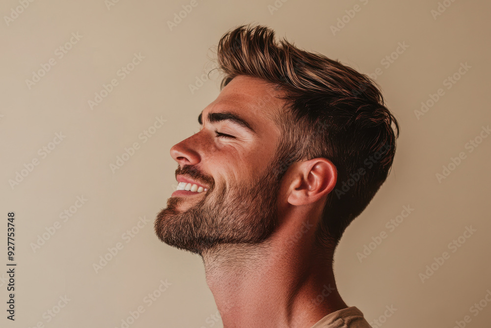 Obraz premium A close up of a man's face with her eyes closed