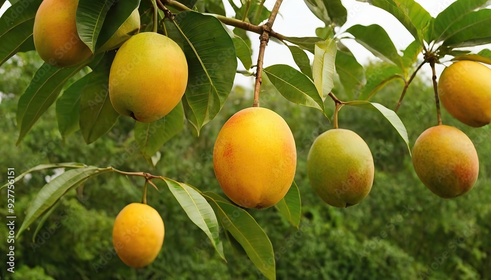 custom made wallpaper toronto digitalMango with slices on a nature background.10