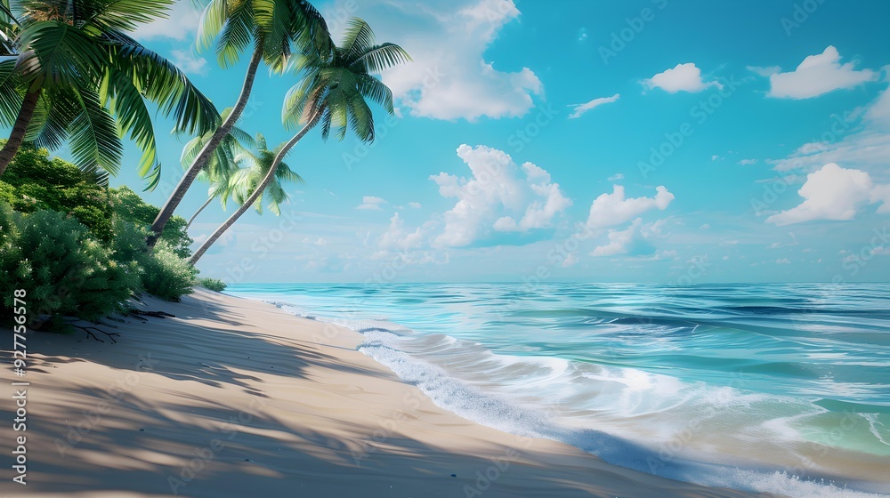 Fototapeta premium Coast with white sand and crystal clear waters picture