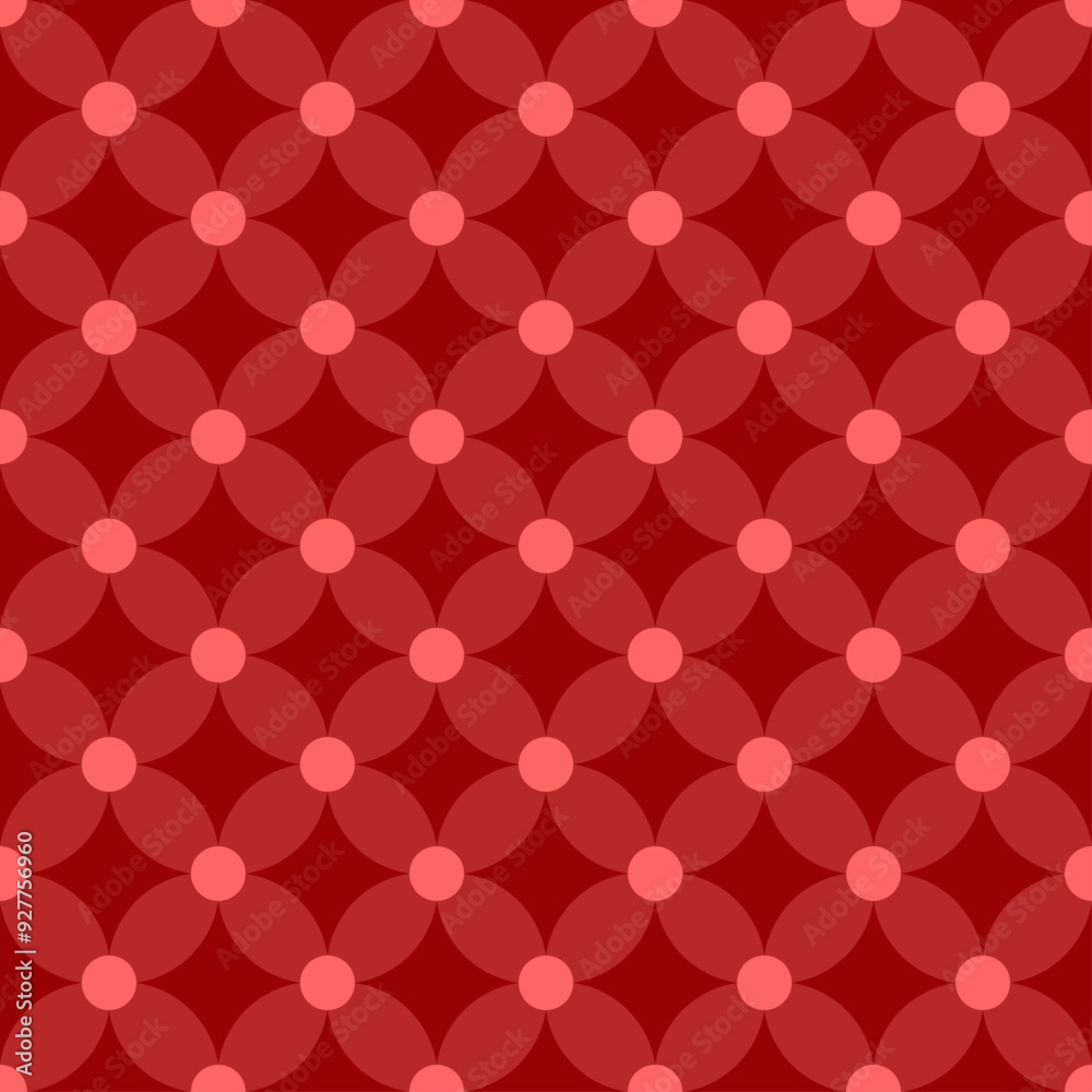Seamless geometric pattern with floral shapes in shades of red. Suitable for graphic design, interior, textile, printing, wrapping, etc. Seamless geometric pattern with floral shapes in shades of red. Suitable for graphic design, interior, textile, printing, wrapping, etc.