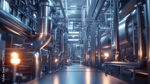 High-tech systems and piping dominate the interior of a state-of-the-art biopharmaceutical plant, highlighting advanced manufacturing processes