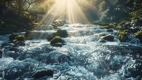 A threshold on a river where water rushes