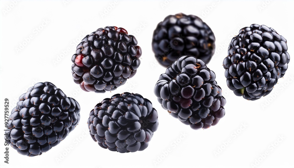 Blackberry in the air, isolated on white background Blackberry in the air, isolated on white background