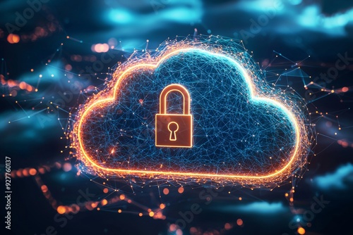 Wallpaper Mural Illustration of Cloud Security Services Technology created with Generative AI Torontodigital.ca