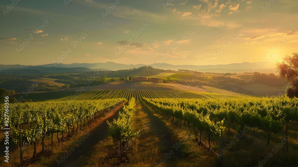 Obraz premium Field the endless vineyards of tuscany stretching