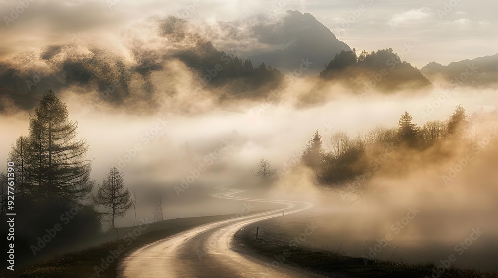 The path winding through the fog its bends The path winding through the fog its bends