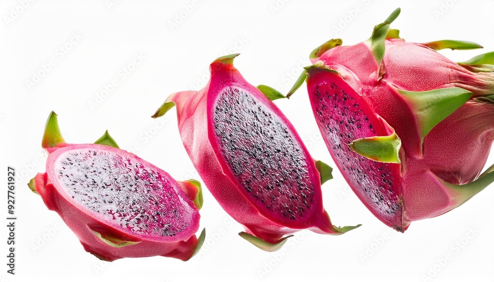 Dragon Fruit in the air, isolated on white background Dragon Fruit in the air, isolated on white background