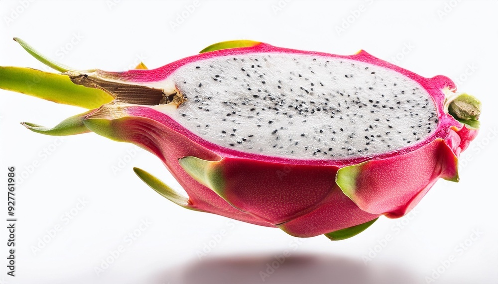 Dragon Fruit in the air, isolated on white background