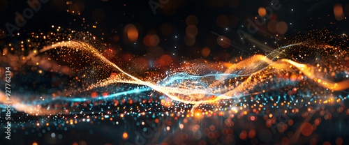 abstract light background, Abstract background of long exposure tale light on black ,Technology background