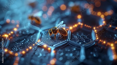 CPU beehive with data bees and hexagonal cells, double exposure style, white background, soft glowing edges, intricate digital details, hd quality. --ar 16:9 --v 6.0