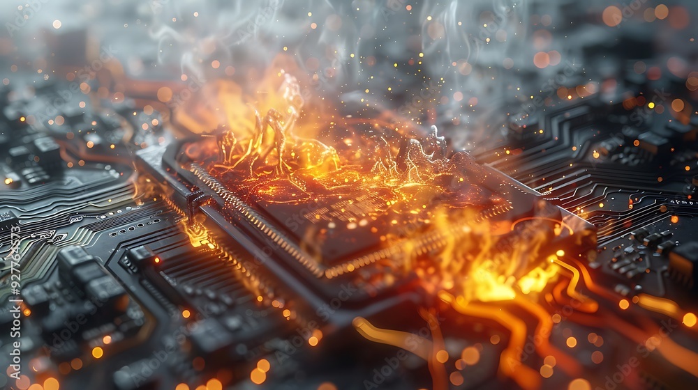 CPU with elements of fire, water, wind, and earth integrated into its design, double exposure style, white background, glowing circuits, flowing water, swirling wind, and grounded earth, CPU with elements of fire, water, wind, and earth integrated into its design, double exposure style, white background, glowing circuits, flowing water, swirling wind, and grounded earth,