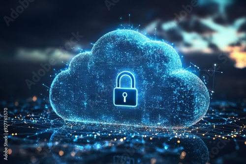 Wallpaper Mural Illustration of Cloud Security Services Technology created with Generative AI Torontodigital.ca