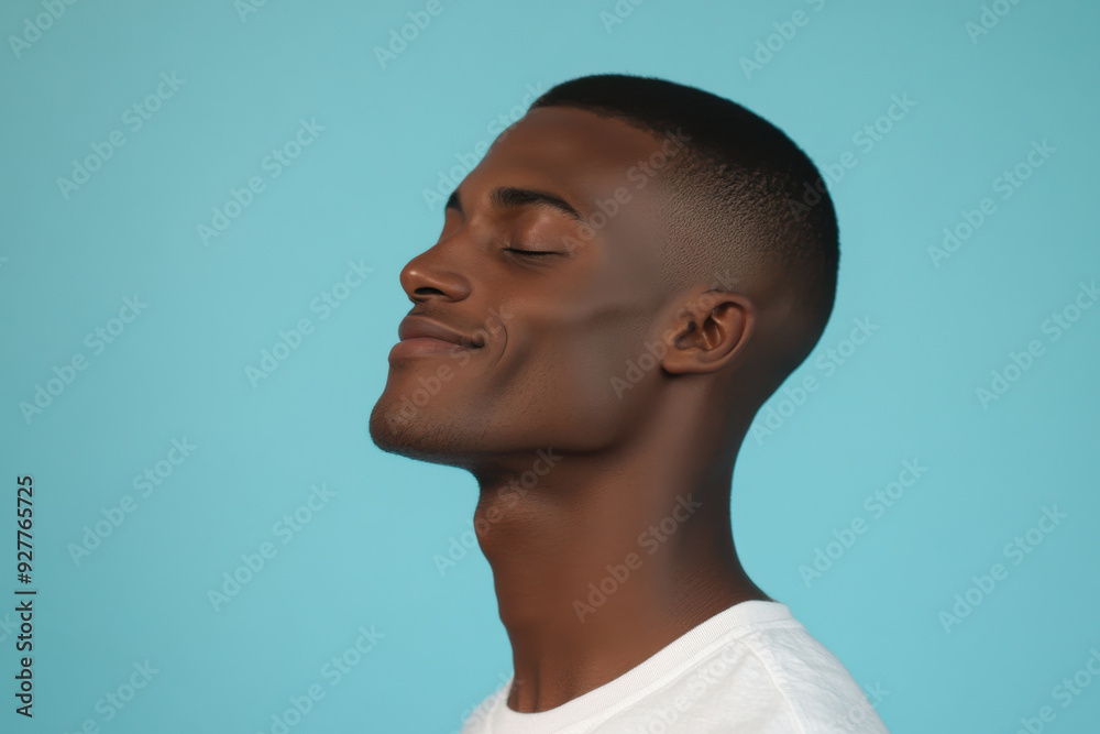 A close up of a man's face with her eyes closed A close up of a man's face with her eyes closed