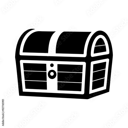 A silhouette wooden treasure chest icon and vector illustration isolated on white