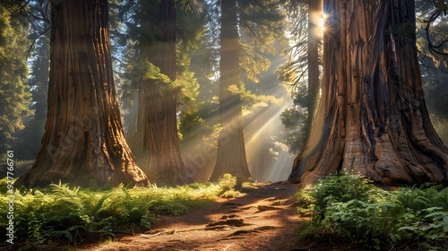Californias redwoods rise above the forest floor picture