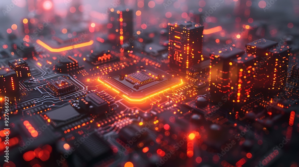 Futuristic CPU floating as interconnected islands of circuits, double exposure effect, white background, each island glowing with unique data and energy patterns, soft and ethereal light, hd quality.