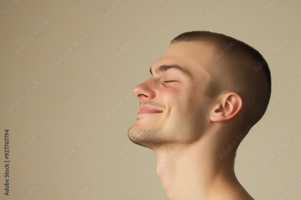 A close up of a man's face with her eyes closed A close up of a man's face with her eyes closed
