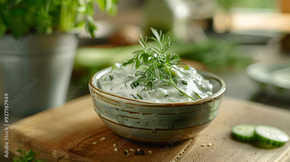 Tartar sauce with pickled cucumbers and herbs served Tartar sauce with pickled cucumbers and herbs served