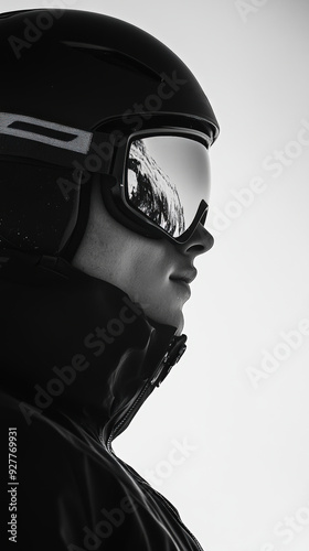 Ski enthusiast wearing reflective goggles on a snowy mountain slope