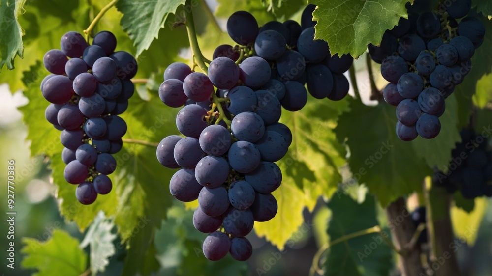 image space copy for ideal vine on leaves green with bunch Grapes. image space copy for ideal vine on leaves green with bunch Grapes.