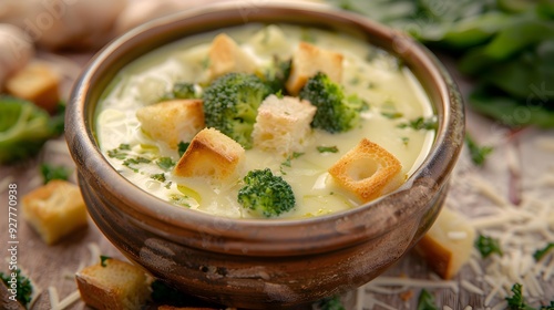 Soups cream of vegetables with broccoli spinach
