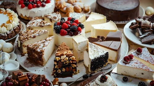 Cheeses an assortment of desserts with various image