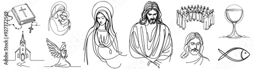 collection of religious icons oneline Jesus Christ and Mary Our Lady, christianity biblical themes