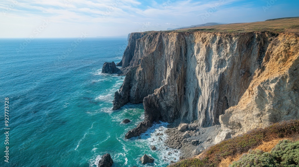 Obraz premium Dramatic Coastal Cliffs with Turquoise Ocean