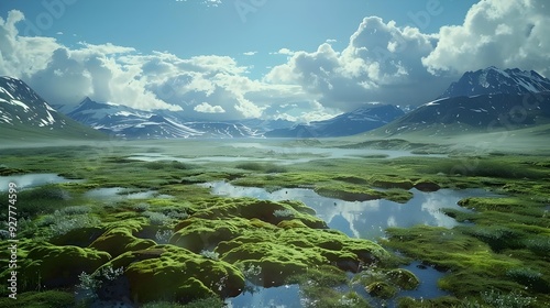 Tundra a breathtaking expanse where mosses and lichens photo