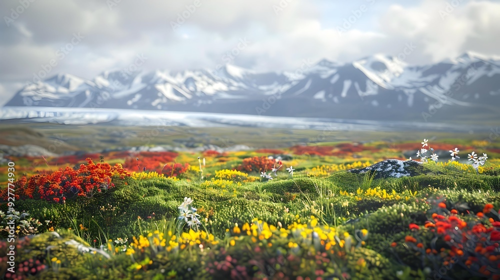 Tundra unique landscapes with endless expanses of moss-covered Tundra unique landscapes with endless expanses of moss-covered