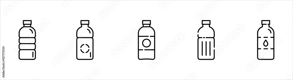Plastic Bottle line icon set shape collection, thin line design vector illustration, on white background. Plastic Bottle line icon set shape collection, thin line design vector illustration, on white background.