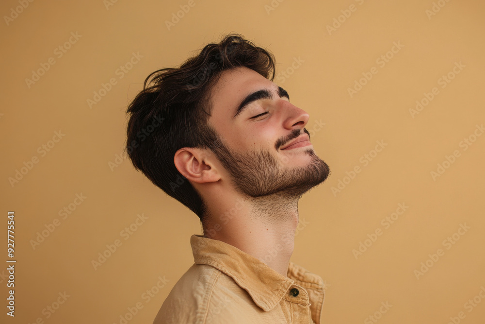 A close up of a man's face with his eyes closed A close up of a man's face with his eyes closed