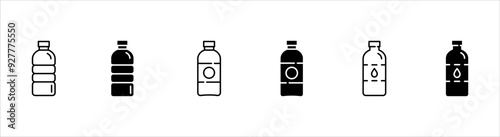 Plastic Bottle line icon set shape collection, thin line design vector illustration, on white background.