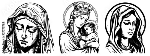 Our Lady Virgin Mary Madonna black vector