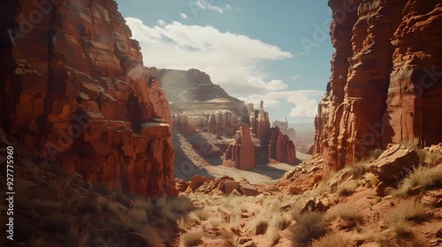 Cliffs with red sandstones rising majestically image photo