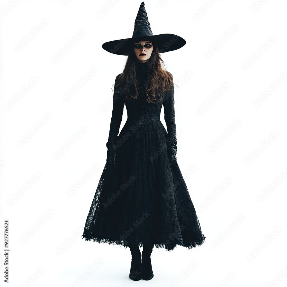 Whimsical Halloween Witch and Pumpkin. White background. AI generated image Whimsical Halloween Witch and Pumpkin. White background. AI generated image