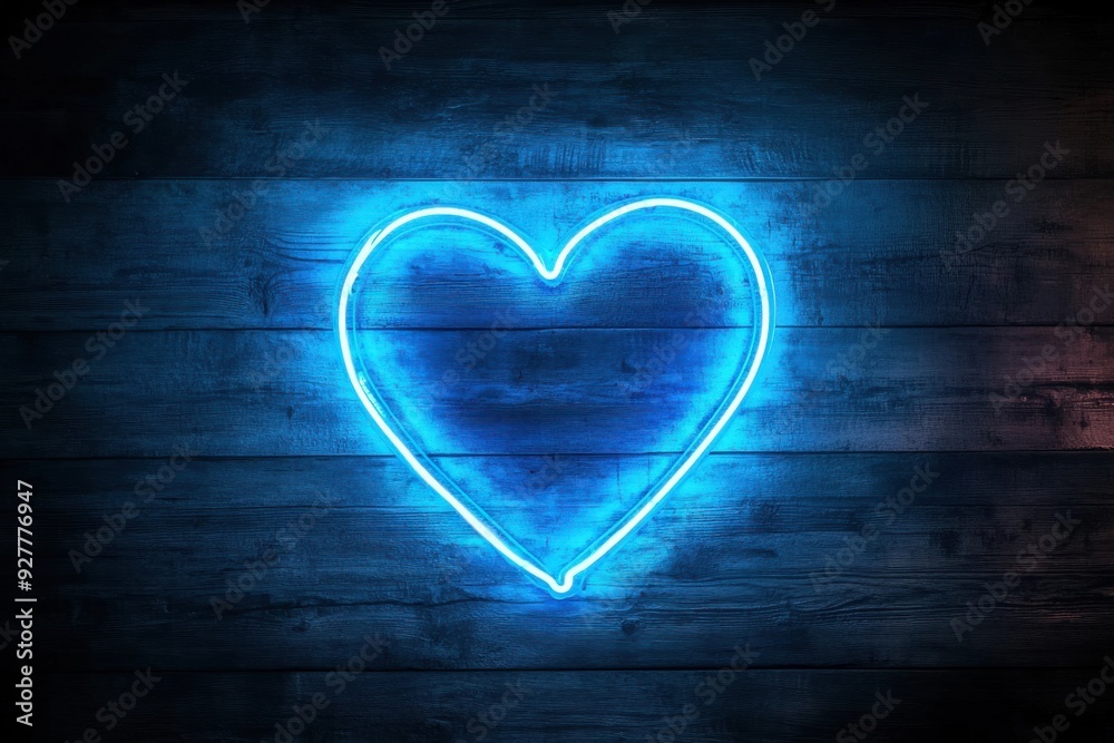 Radiant azure heart light on dim background, allowing text insertion, symbolizing love for a valentine's day greeting card Radiant azure heart light on dim background, allowing text insertion, symbolizing love for a valentine's day greeting card